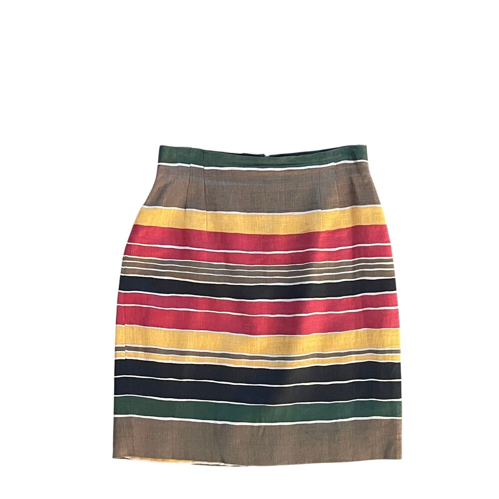 Vintage Jones New York Striped Linen Pencil Mini Skirt: Size 10